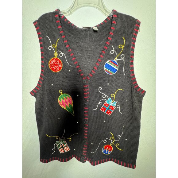 Holiday Editions Women XLarge black Christmas Sweater Vest - Picture 15 of 15